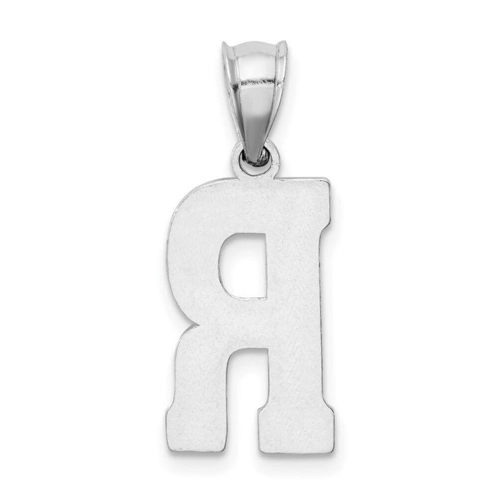 Sterling Silver, Sami Collection, Textured Block Initial R Pendant - Picture 3 of 5